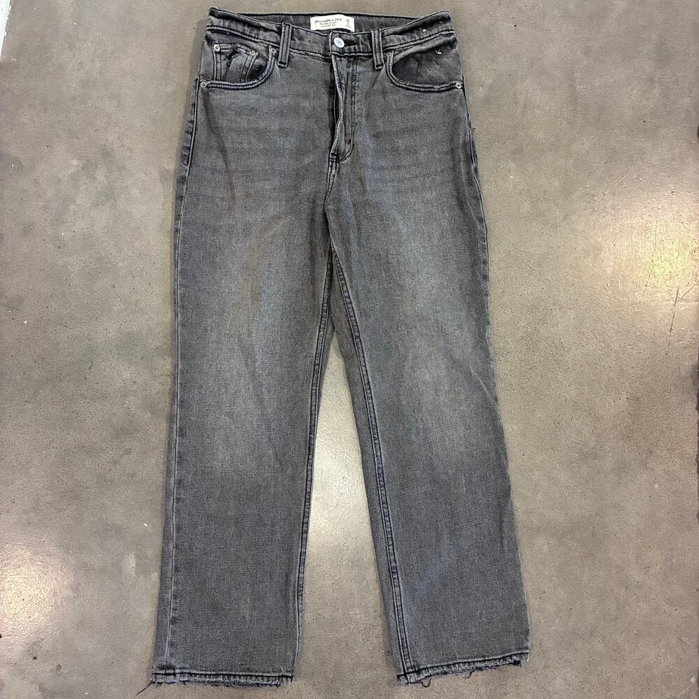 Abercrombie Fitch Ankle Straight Ultra High Rise black gray denim jeans 26